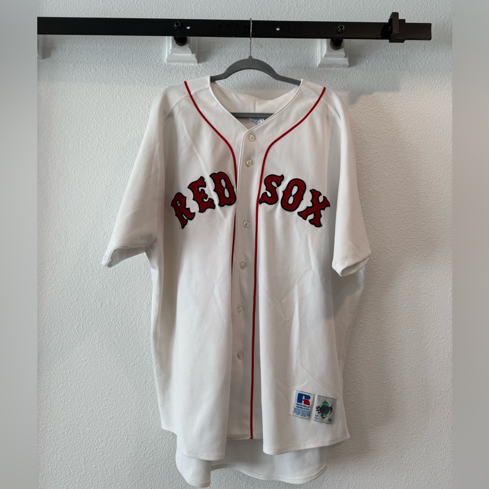Vintage Red Sox Garciaparra #5 fan jersey. Official MLB merch circa 1996-2004